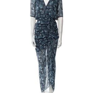 Veronica Beard Navy Floral Asymmetrical Wrap Dress
